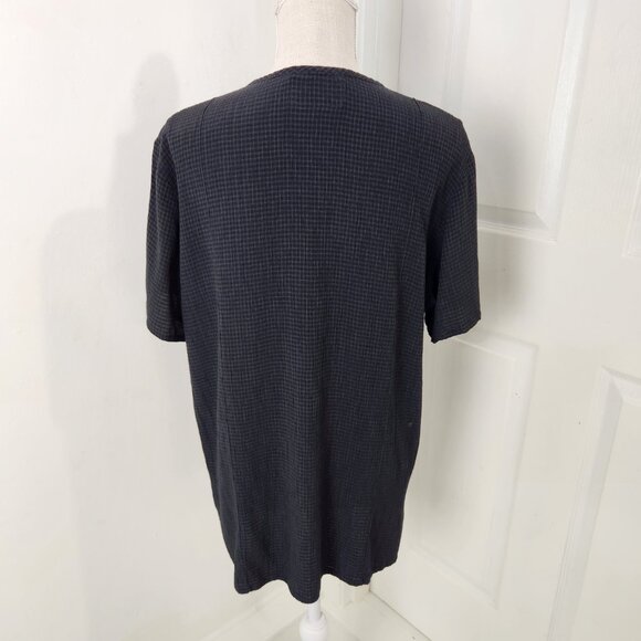 Flax Top Womens M Black Check Linen Textured Oversized Minimalist Lagenlook - Picture 10 of 11